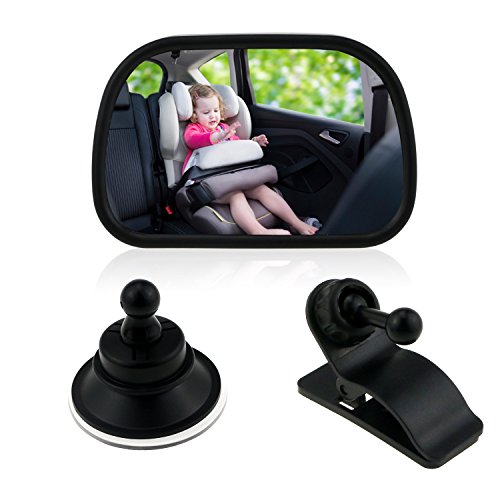 TedGem Bebé Espejo Retrovisor, Universal de Coche Asiento Trasero Vista Espejo Monitor de Coches de Bebé Niño Seguridad con Clip y con Ventosa