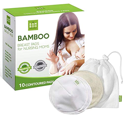 The Bamboo Factory Discos de Lactancia Naturales Reutilizables 10x Almohadillas de Lactancia de Bambú Orgánico Suave - Antifugas Ultra absorbentes – Discos Lactancia de Fibras de Bambú Moldeado