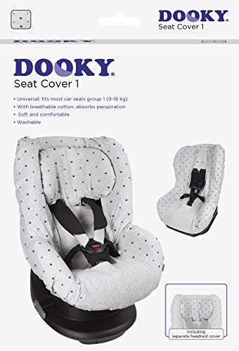 The Original Dooky 126831 Funda universal para asiento de automóvil Grupo 1+, gris con coronas