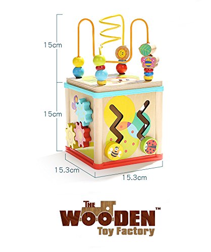 The Wooden Toy Factory - Cubo de Actividades 5 en 1 - Juguete de Madera Educativo para Bebés Niños y Niñas Pequeños - No Requiere Montaje