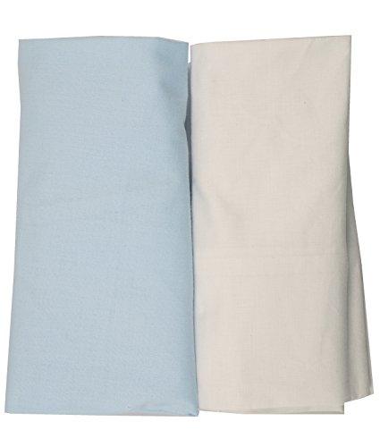 Ti TIN - Pack de 2 Sábanas Bajeras para Cuna o Maxicuna 100% Algodón | Lote de 2 Sábanas Bajeras Ajustables con Elásticos, 70x140 cm, 2 Unidades Color Blanco y Azul Celeste