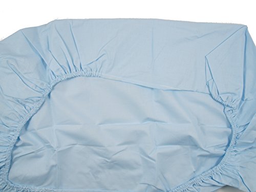 Ti TIN - Pack de 2 Sábanas Bajeras para Cuna o Maxicuna 100% Algodón | Lote de 2 Sábanas Bajeras Ajustables con Elásticos, 70x140 cm, 2 Unidades Color Blanco y Azul Celeste