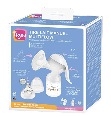 Tigex Multiflow - Extractor de Leche Manual con Almohadilla Ergonómica y Potencia Ajustable