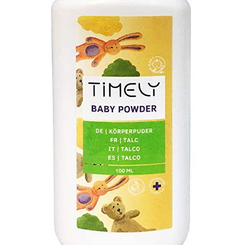 Timely - Polvos de talco para las irritaciones y la sudoración (pack de 4 x 100 g)