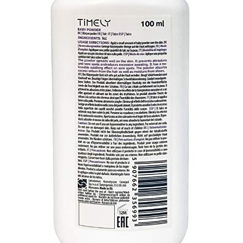 Timely - Polvos de talco para las irritaciones y la sudoración (pack de 4 x 100 g)