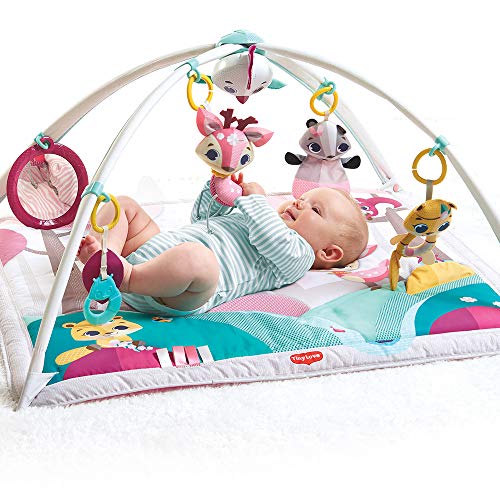 Tiny Love Gymini Deluxe Gimnasio de actividade, Manta musical de juegos para bebés con 18 actividades para el desarrollo y juguetes electrónicos para llevar, Tiny Princess Tales