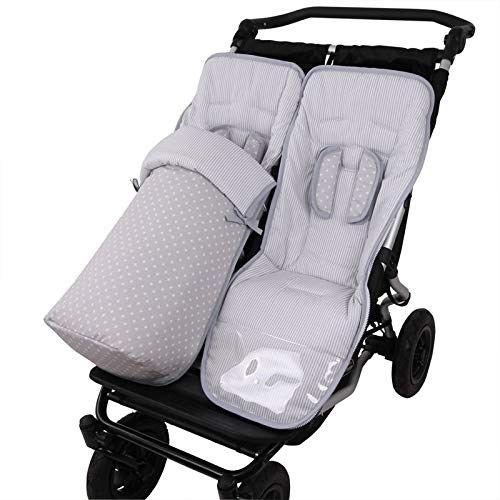 Tititnins® - Conjunto 2ud. Saco Silla Mountain Buggy Duet Estrella Blc.Mil Gris/Gris