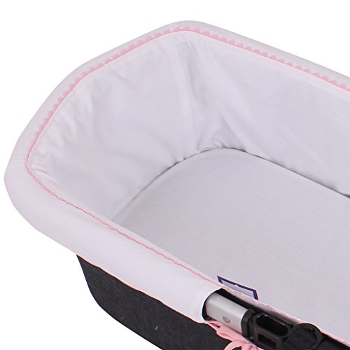 Tititnins® - Funda Capazo Velcro Bugaboo Cameleon 2 y 3 PIQUE BLANCO.Rosa - Acolchado Transpirable- (100% Algodón)