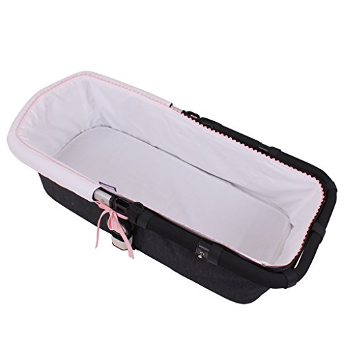 Tititnins® - Funda Capazo Velcro Bugaboo Cameleon 2 y 3 PIQUE BLANCO.Rosa - Acolchado Transpirable- (100% Algodón)