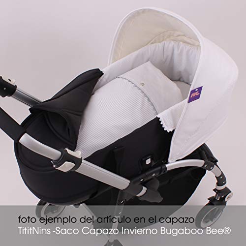 TititNins® - Saco Capazo Invierno Bugaboo Bee 3 y Bee 5 PIQUE TOPO GRIS.Velour Gris (**Interior Polar Alta Calidad)