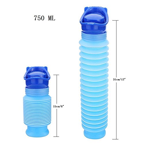 tobe-u reutilizable de emergencia mingitorio portátil Shrinkable Personal funda para inodoro orinal orina botella para niños adultos Camping viaje en coche (750 ml)