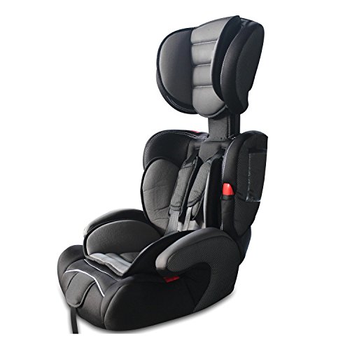 Todeco - Silla de Coche para Bebés y Niños, Asiento Elevador para Coches - Estándar/Certificación: ECE R44/04 - Rango de edad: Niños de 9 meses a 12 años - 9 a 36 kg, Negro