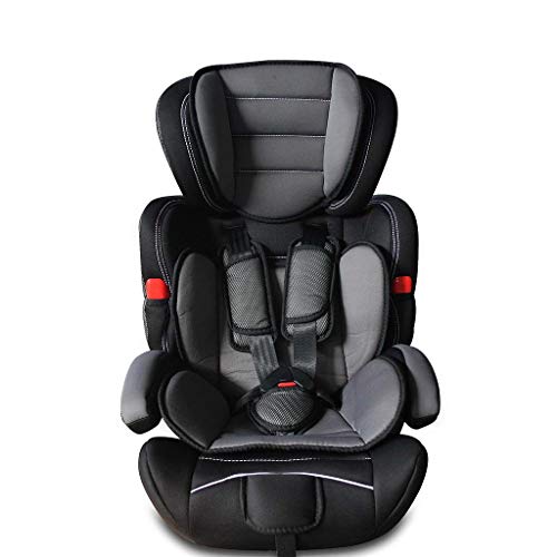 Todeco - Silla de Coche para Bebés y Niños, Asiento Elevador para Coches - Estándar/Certificación: ECE R44/04 - Rango de edad: Niños de 9 meses a 12 años - 9 a 36 kg, Negro