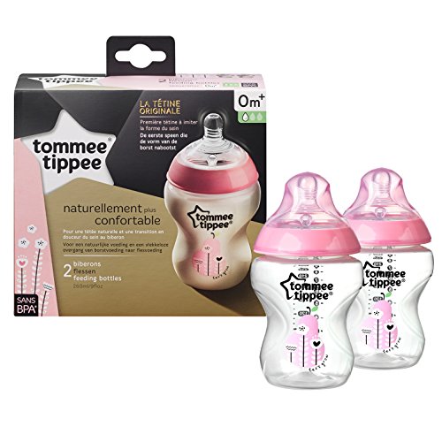 Tommee Tippee - 42252171 - Biberón Flujo Lento Anticólico, 260ml 0m+, 2 unidades, surtido: colores aleatorios