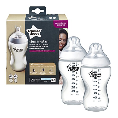 Tommee Tippee Biberones Closer to Nature, 340 ml, 2 Unidades, Transparente