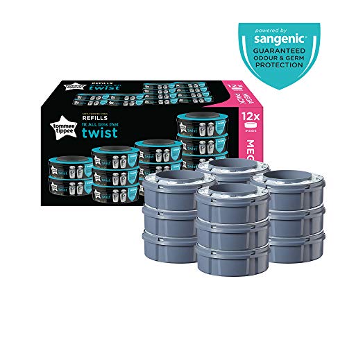 Tommee Tippee Sangenic Recambios Sistema avanzado para desechar pañales Twist & Click, paquete de 12 (compatibles con los contenedores Sangenic TEC y Twist and Click)