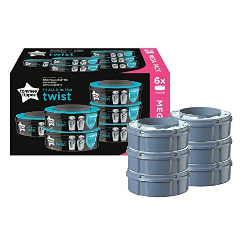 Tommee Tippee Sangenic Recambios Sistema avanzado para desechar pañales Twist & Click, paquete de 6 (compatibles con los contenedores Sangenic TEC y Twist and Click)