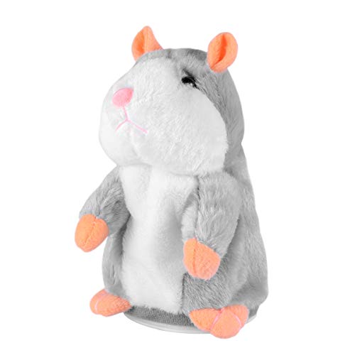 Toyvian El Juguete de Peluche Divertido de Hamster parlante Repite lo Que Dices. Juguete Interactivo de Juguete Relleno de Registro electrónico 1pcs (Gris, no Incluye baterías)