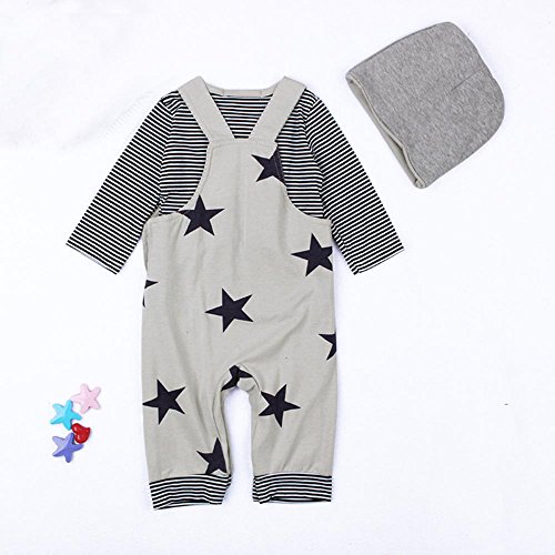 Traje Bebé, LANSKIRT 3PCS para Recién Nacido Bebé Niño Niña Camiseta a Rayas Top + Pantalones de Babero + Sombrero General Conjunto de Trajes