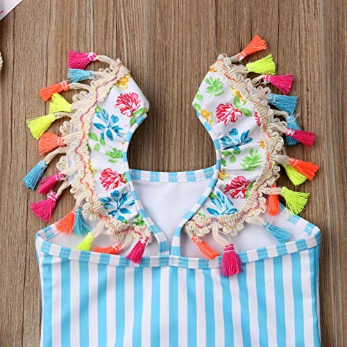 Traje de baño de flamenco para niños y niñas, traje de baño de playa adorable, borla floral de una pieza, traje de princesa