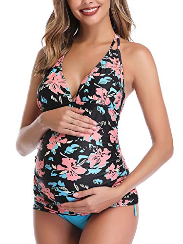 Traje de baño de Maternidad Verano Mae triángulo Halter Bikini Negro Small