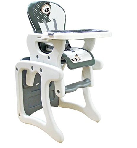 Trona para bebé convertible en mesa y silla, modelo panda gris. Trona o silla para niños. Regalo incluido babero