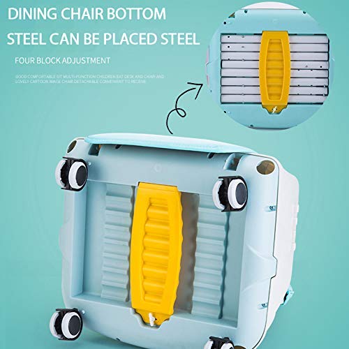 Trona Portátil Multifuncional 3 en 1 Asiento Elevador Para Niños Silla de Alimentación Para Bebés con Bandeja (Azul)