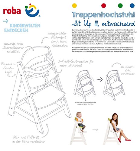 trona roba Sit Up III, silla autoajustable utilizable como trona para bebé y como silla juvenil, en madera maciza, acabada en madera natural