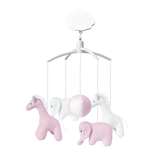 Trousselier - musical móvil - musical móvil Girafe Eléphant rosa et blanc