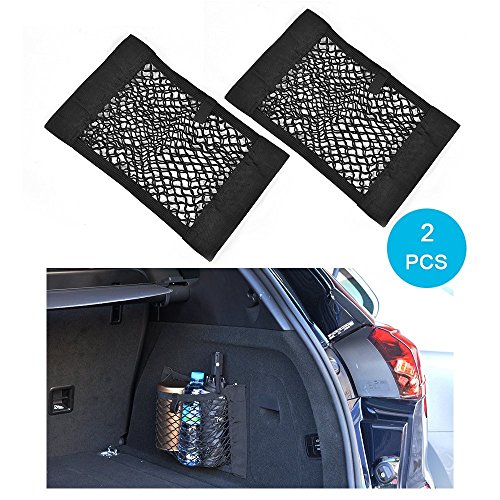 Trunk Storage Net, Wady 2 Pack baúl trasero de coche Back Seat adhesivo elásticos Cargo String Net almacenamiento de malla añadir organisateurs bolsa Pocket Organizer