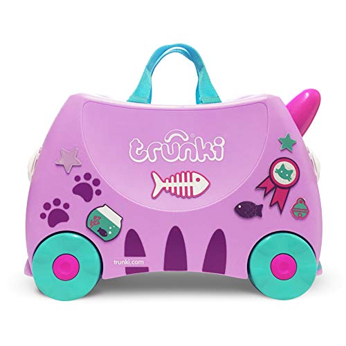 Trunki  Maleta correpasillos y equipaje de mano infantil: Gato Cassie (Lila)