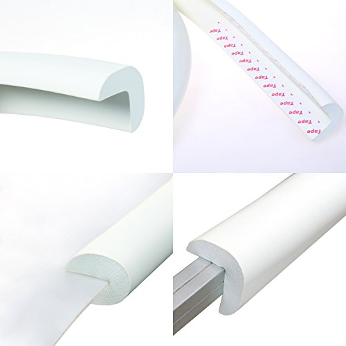 TUKA 5 Metros Protector Borde Anti-Golpe, Espuma Forma de L para Mesa Borde, anticolisión Tira para Seguridad Bebés y niños, Suave Protectores para Bordes, Extra DENSOS. Blanco, TKD7000-set-white