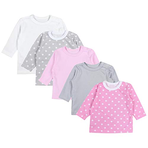 TupTam Camiseta de Bebé para Niña Manga Larga Pack de 5, Mix de Colores 1, 3-4 Años(104cm)