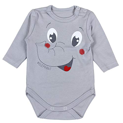 TupTam Conjunto de Ropa Bebés Body y Pantalones y Gorra, Elefante Gris, 0-2 Meses(56cm)