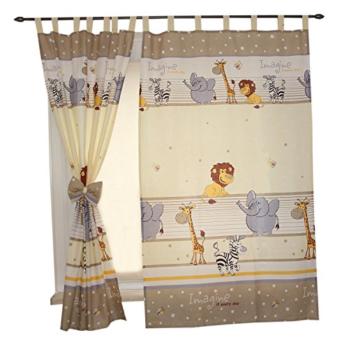 TupTam Cortinas con Trabillas para Habitación Infantil, Imagine Beige, c. 155x95 cm