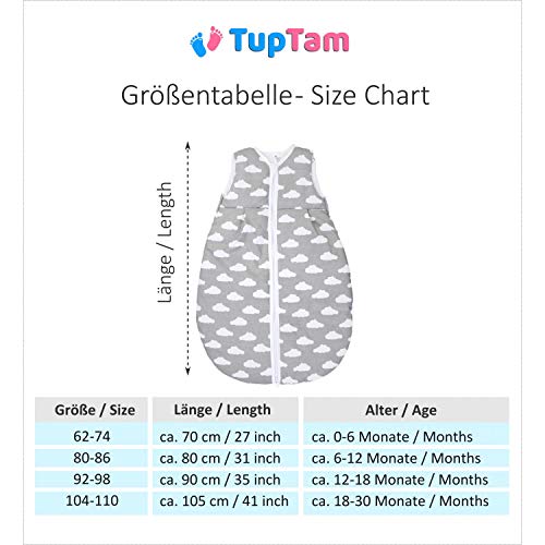 TupTam Saco de Dormir sin Mangas Calentado para Bebé, Estrellas Blanco 2, 104-110