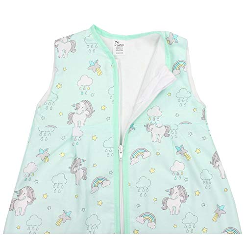 TupTam Saco de Dormir sin Mangas para Bebé, de Verano, Unicornio Menta Verde, 2-3 Años (92-98cm)