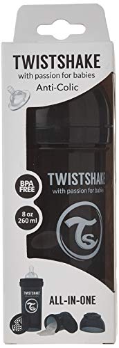 Twistshake - Biberón anticólico tetina silicona (260 ml.) negro