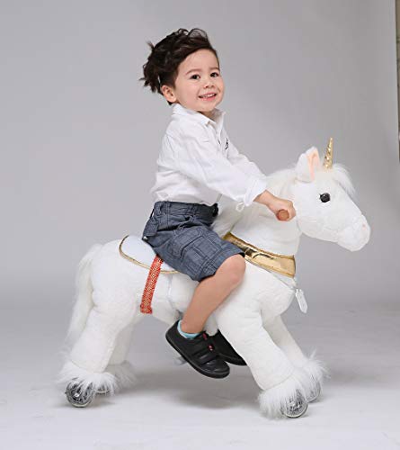 UFREE Caballo, cumpleaños para niñas, Unicornio de Juguete, Mecedora con Ruedas, Adecuado para niños de 3 a 6 años de Edad, estupenda Sorpresa de cumpleaños, Unicornio con Cuerno Dorado.