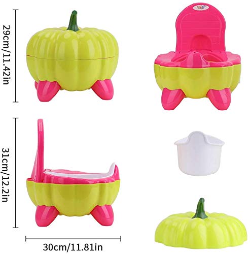 UNHO Orinal para Niños Inodoro Portátil para Bebé Orinal de Entrenamiento para Niños con Respaldo Ergonómico y Base Antideslizante Forma de Calabaza Color Rojo