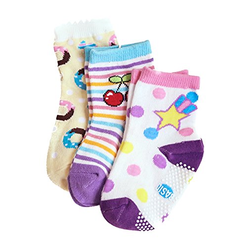 URMAGIC Calcetines de Bebé, Calcetines Antideslizantes de Algodón para Bebés Niñas y Niños Paquete de 12 pares