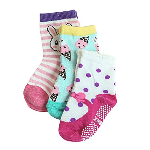 URMAGIC Calcetines de Bebé, Calcetines Antideslizantes de Algodón para Bebés Niñas y Niños Paquete de 12 pares