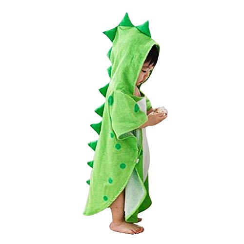 UULMBRJ Toalla de baño para niños, toalla de baño con capucha de dinosaurio, toalla de baño para playa, poncho de natación para niños y niñas, algodón, Verde, Small