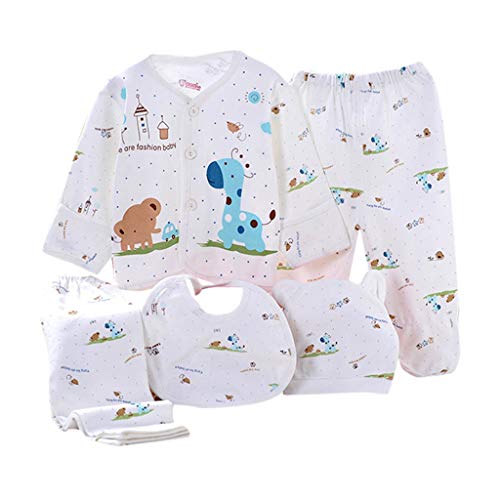 Value Pack Recién Nacido Bebé, LANSKIRT 11PCS Bebé Niña Niño Dibujos Animados Manga Larga Tops + Sombrero + Dos Pantalones + Conjunto de Traje Babero (Multicolor C, 0-3 Meses)