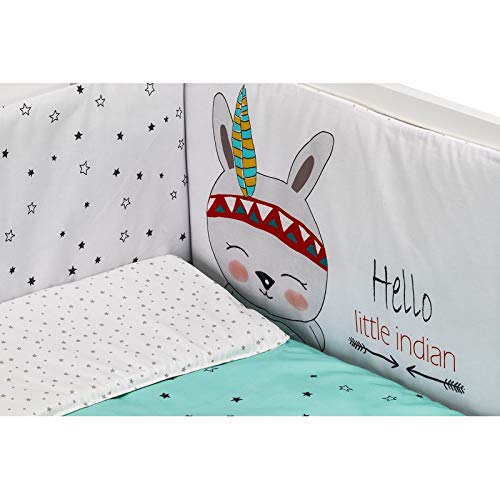 (VARIOS MODELOS) Edredón de cuna desenfundable + protector desenfundable + Cojín color BLANCO/MENTA, tamaño CUNA 60 x 120 (Regalo Babero Personalizado)