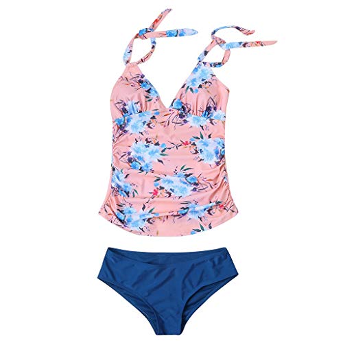 VECDY Bañadores Premama 2 Piezas, Moda Suave Bikinis Mujer 2019 Push Up Ajustable Monokini con Vendaje Floral Traje De Baño Halter Embarazada con Tirantes Premamá Bikinis Natación Verano （Rosa，XL）