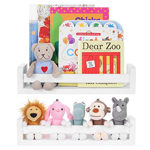 Vencipo Estantería Blanca para Libros Infantil, Estanterias de Pared de Madera para Organizador Especiero Cocina, Estante Flotante Decoracion para Decoracion Habitacion, Estanteria Baño.(2 Piezas)