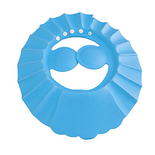 Venta caliente suave ajustable champú para bebé gorro de ducha de baño champú para niños cabeza para bebé sombrero de ducha gorro de baño para niños visera de baño(Azul)