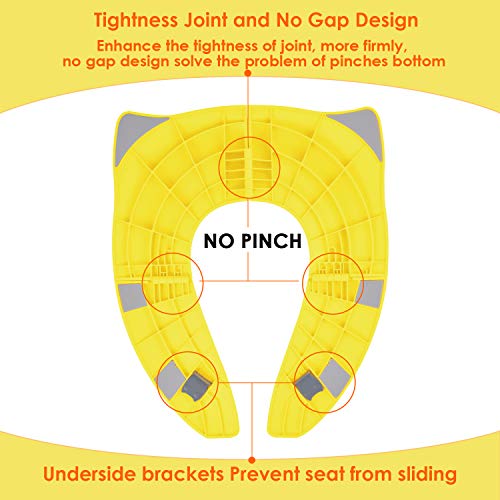 [Versión mejorada] Gimars Asientos para WC, Adaptador baño para niños plegable, Adaptador portatil wc niños Reductor wc niños plegable para viajar (amarillo)