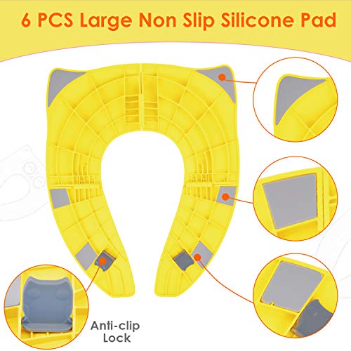 [Versión mejorada] Gimars Asientos para WC, Adaptador baño para niños plegable, Adaptador portatil wc niños Reductor wc niños plegable para viajar (amarillo)